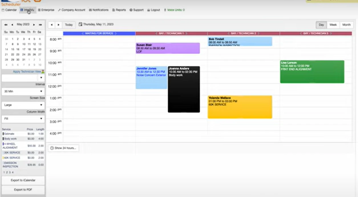 screenshot of EZauto Scheduler